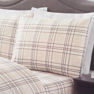 Truly Soft Pillow Cases Standard Beige Plaid Set of 2